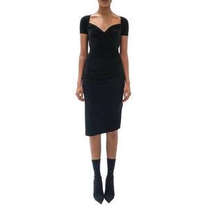 NEW NORMA KAMALI sweetheart side drape dress in black